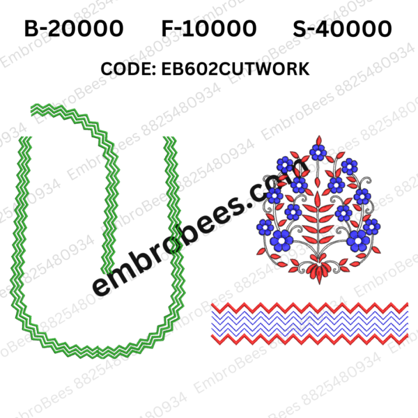 Modern Cutwork Blouse Embroidery Design DST File - EB602CUTWORK