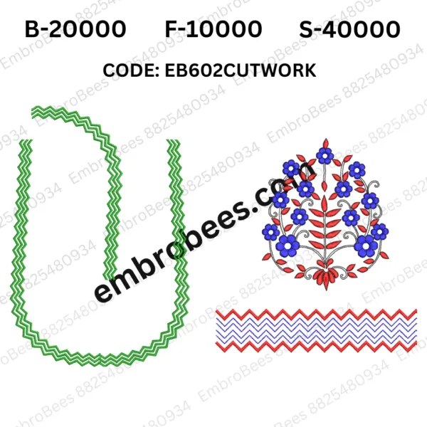 Modern Cutwork Blouse Embroidery Design DST File - EB602CUTWORK