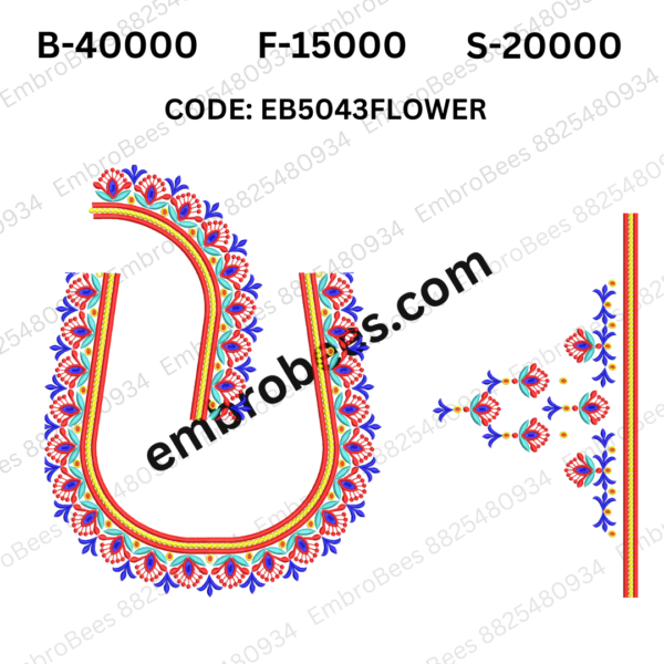 Elegant Floral Blouse Embroidery Design DST File - EB5043FLOWER