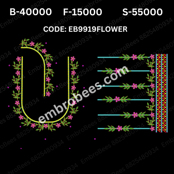 Premium Floral Blouse Embroidery Design DST File - EB9919FLOWER