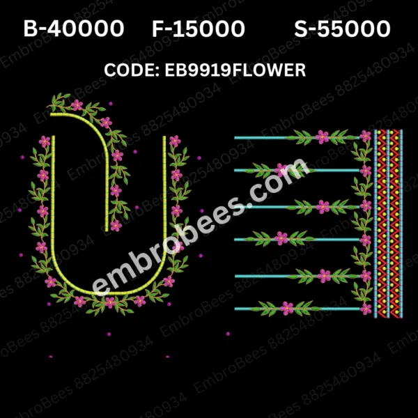 Premium Floral Blouse Embroidery Design DST File - EB9919FLOWER