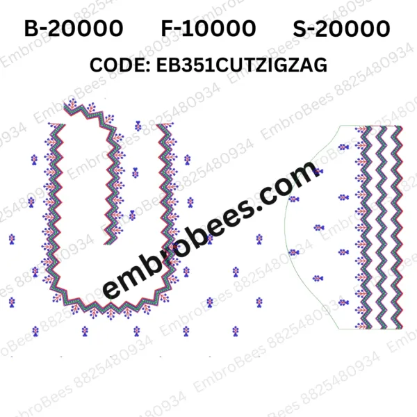 Zigzag Cutwork Blouse Embroidery Design DST File - EB351CUTZIGZAG