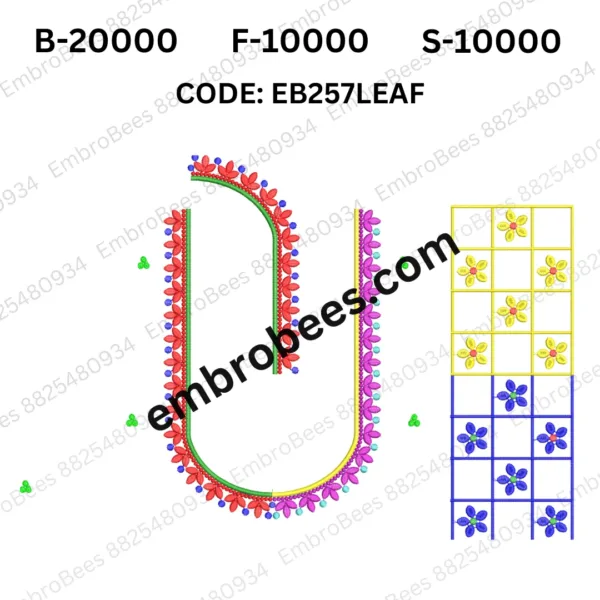 Minimalist Leaf Blouse Embroidery Design DST File - EB257LEAF