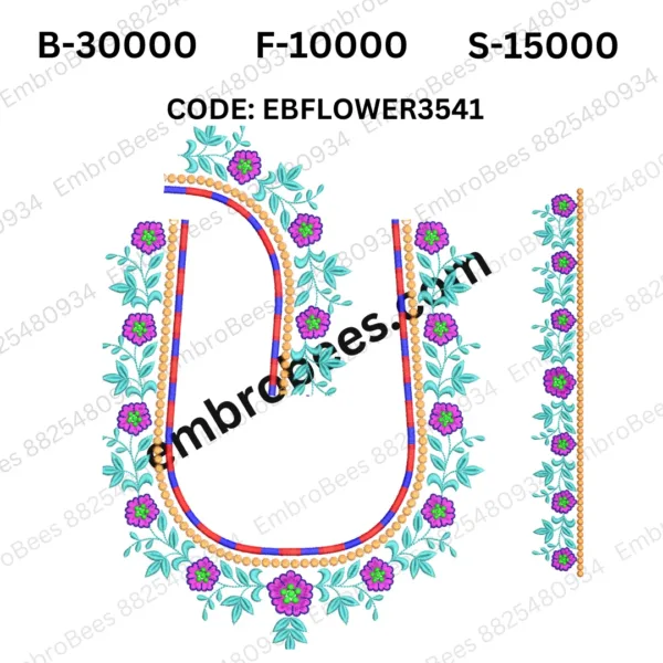 Premium Floral Blouse Embroidery Design DST File - EBFLOWER3541