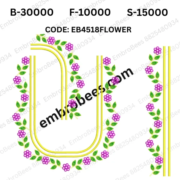 Traditional Floral Blouse Embroidery Design DST File - EB4518FLOWER