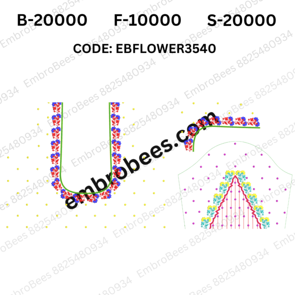 Luxury Floral Blouse Embroidery Design DST File - EBFLOWER3540
