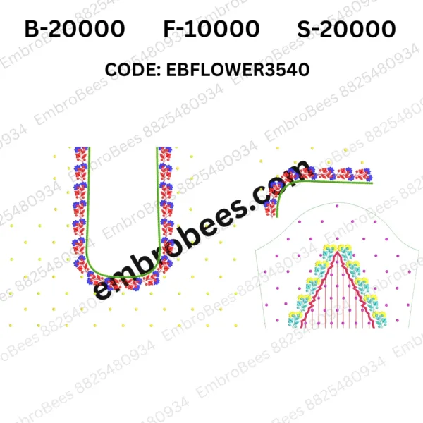 Luxury Floral Blouse Embroidery Design DST File - EBFLOWER3540