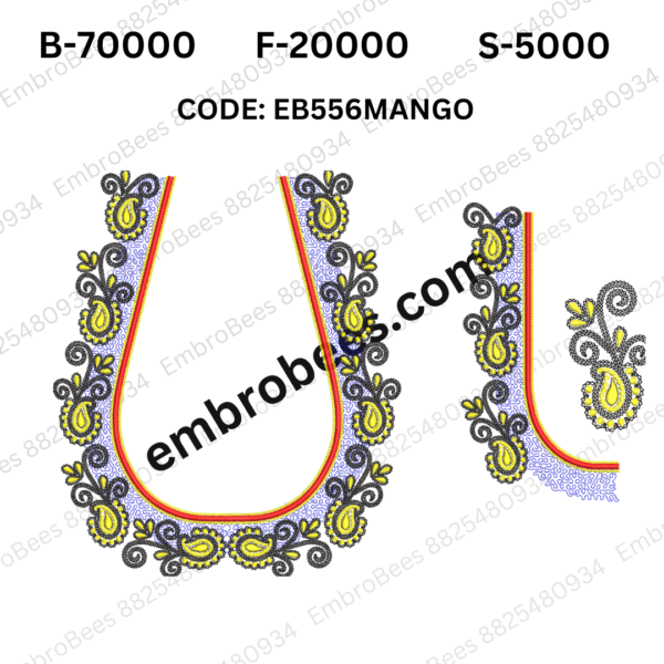 Golden Mango Blouse Embroidery Design DST File - EB556MANGO