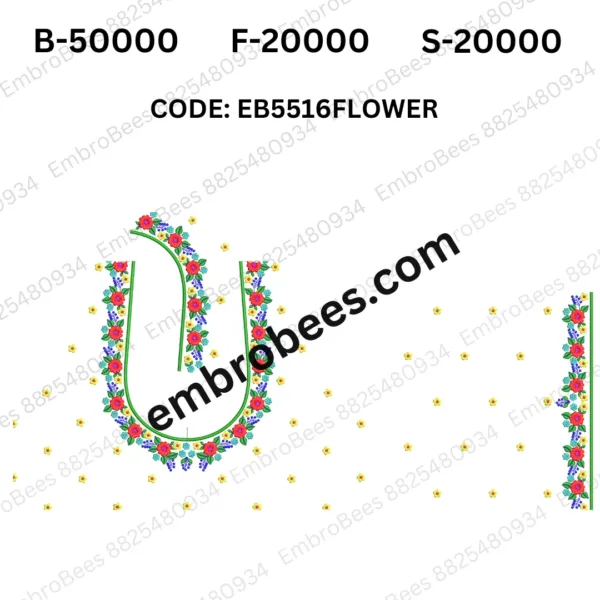 Floral Blouse Embroidery Design DST File - EB5516FLOWER