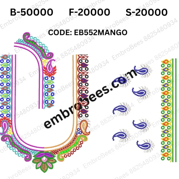 Deluxe Mango Blouse Embroidery Design DST File - EB552MANGO