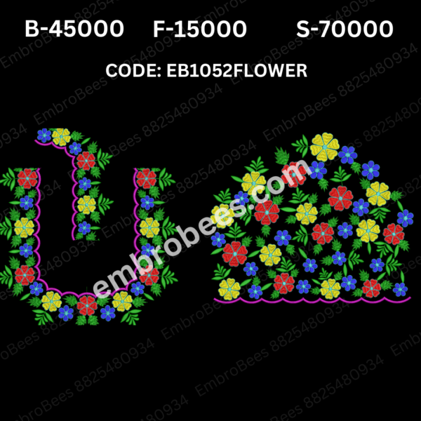 Classic Floral Blouse Embroidery Design DST File - EB1052FLOWER