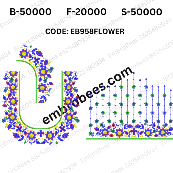 Floral Blouse Embroidery Design DST File - EB958FLOWER