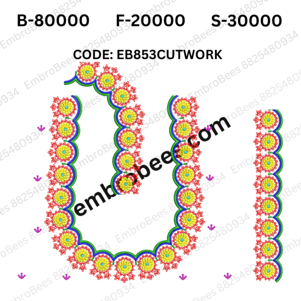 Cutwork Blouse Embroidery Design DST File - EB853CUTWORK
