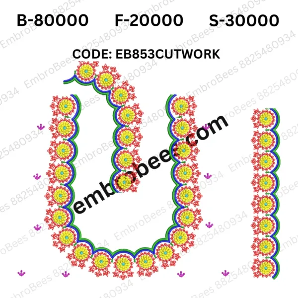 Cutwork Blouse Embroidery Design DST File - EB853CUTWORK