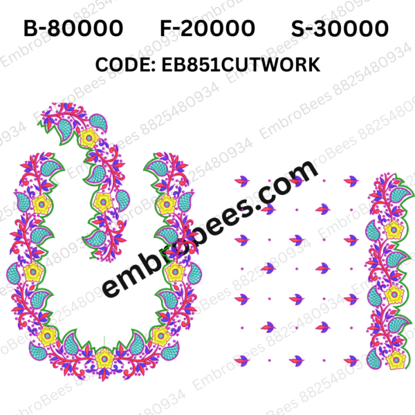 Premium Cutwork Blouse Embroidery Design DST File - EB851CUTWORK