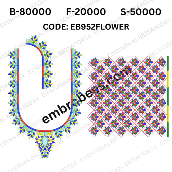 Delicate Floral Blouse Embroidery Design DST File - EB952FLOWER