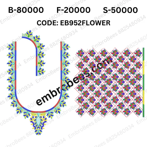 Delicate Floral Blouse Embroidery Design DST File - EB952FLOWER