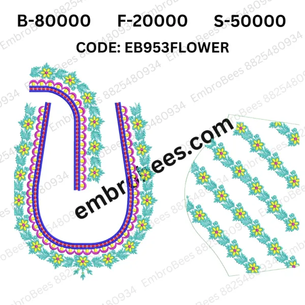 Floral Blouse Embroidery Design DST File - EB953FLOWER