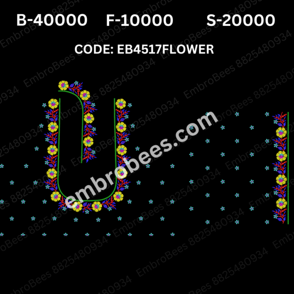 Elegant Floral Blouse Embroidery Design DST File - EB4517FLOWER