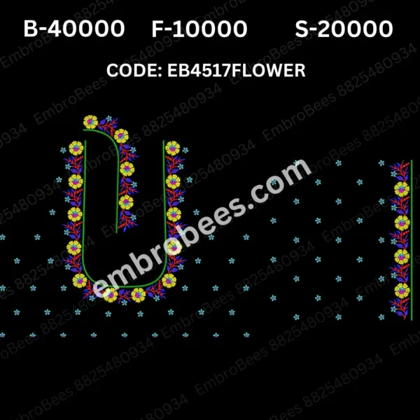 Elegant Floral Blouse Embroidery Design DST File - EB4517FLOWER