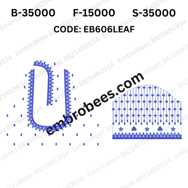 Elegant Leaf Blouse Embroidery Design DST File - EB606LEAF