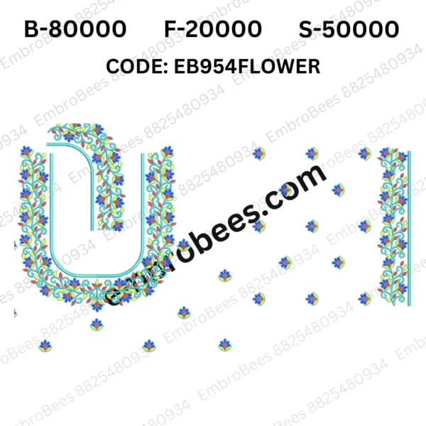 Floral Blouse Embroidery Design DST File - EB954FLOWER