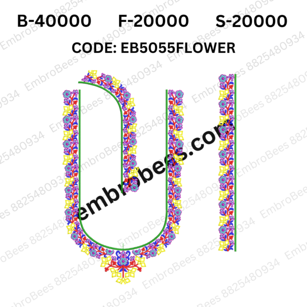 Floral Blouse Embroidery Design DST File - EB5055FLOWER