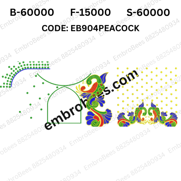 Peacock Blouse Embroidery Design DST File - EB904PEACOCK