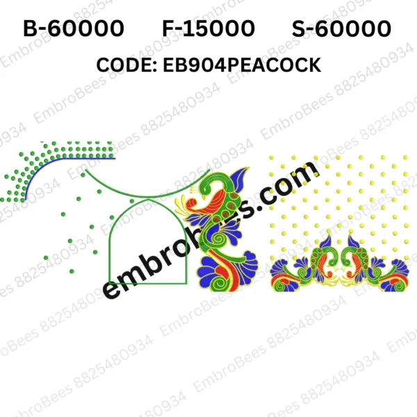 Peacock Blouse Embroidery Design DST File - EB904PEACOCK