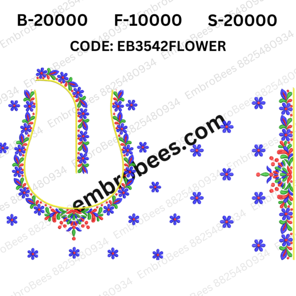 Floral Blouse Embroidery Design DST File - EB3542FLOWER