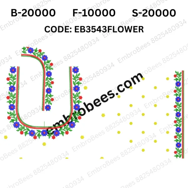 Premium Floral Blouse Embroidery Design DST File - EB3543FLOWER