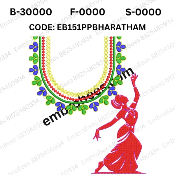 Bharatham Pattu Pavadai Blouse Embroidery Design - EB151PPBHARATHAM