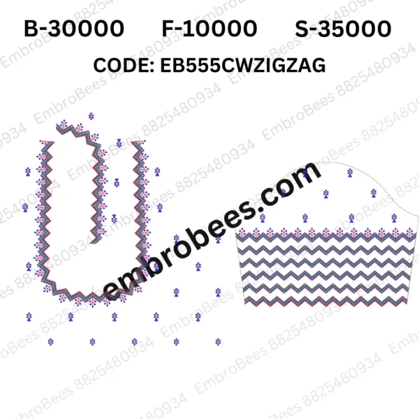 Zigzag Cutwork Blouse Embroidery Design DST File - EB555CWZIGZAG