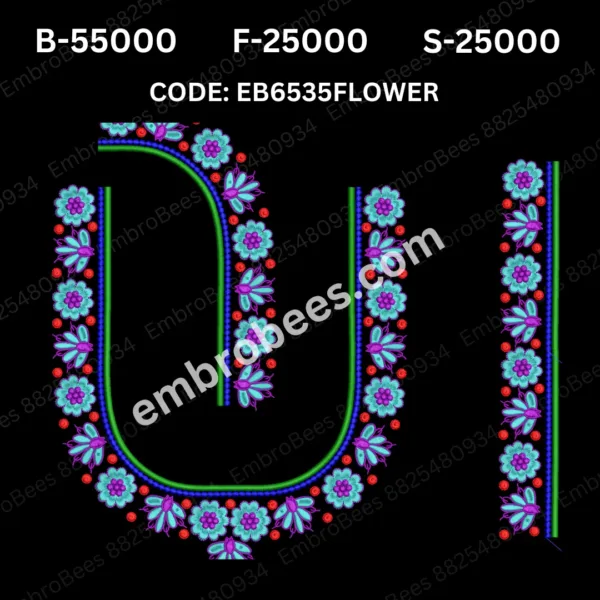 Lotus Floral Blouse Embroidery Design DST File - EB6535FLOWER