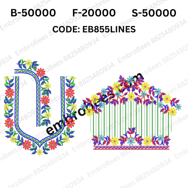 Modern Lines Blouse Embroidery Design DST File - EB855LINES