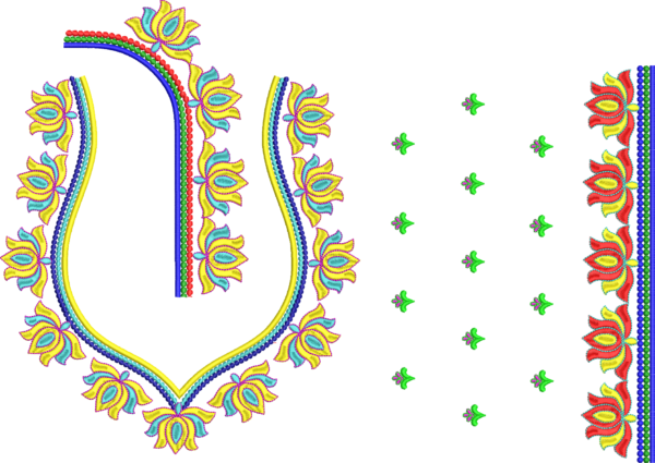 Premium Lotus Floral Blouse Embroidery Design DST File - EB7515FLOWERLOTUS