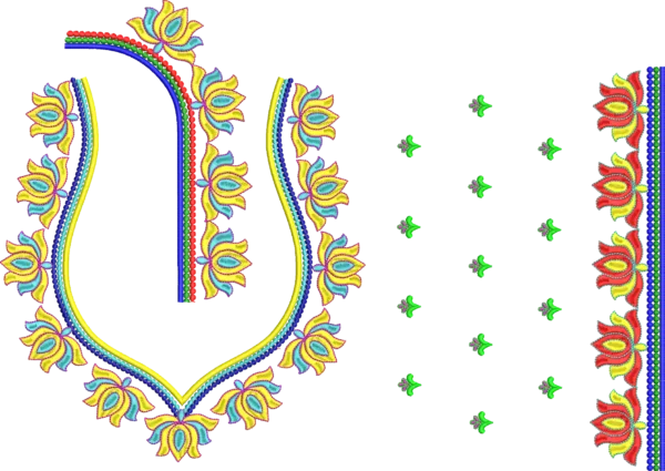 Premium Lotus Floral Blouse Embroidery Design DST File - EB7515FLOWERLOTUS