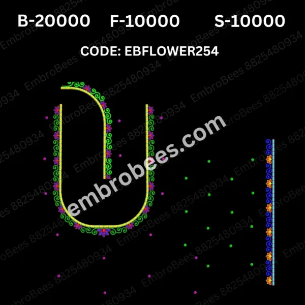 Exquisite Floral Blouse Embroidery Design DST File - EBFLOWER254