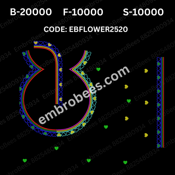 Heart Motif Blouse Embroidery Design DST File - EBHEART251