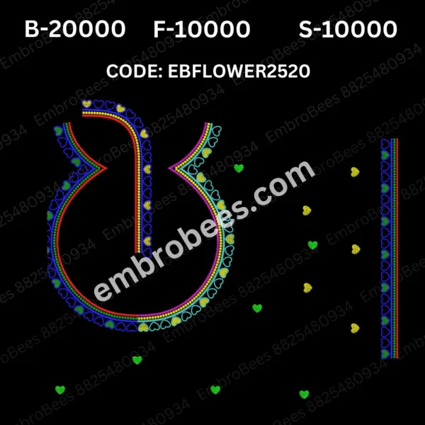 Heart Motif Blouse Embroidery Design DST File - EBHEART251