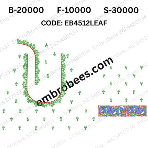 Leaf Blouse Embroidery Design DST File - EB4512LEAF