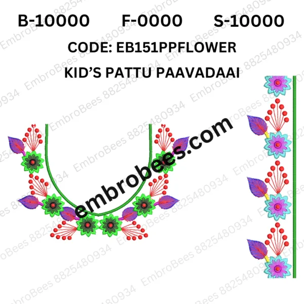 PP Flower Blouse Embroidery Design DST File - EB151PPFLOWER