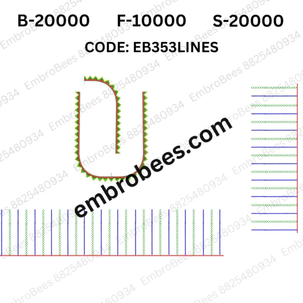 Lines Blouse Embroidery Design DST File - EB353LINES