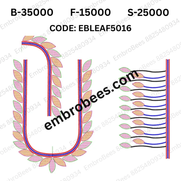 Leaf Blouse Embroidery Design DST File - EBLEAF5016