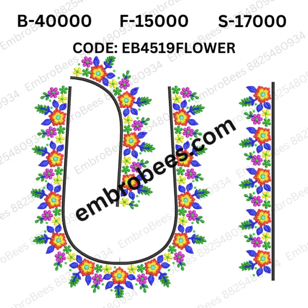 Floral Blouse Embroidery Design DST File - EB4519FLOWER