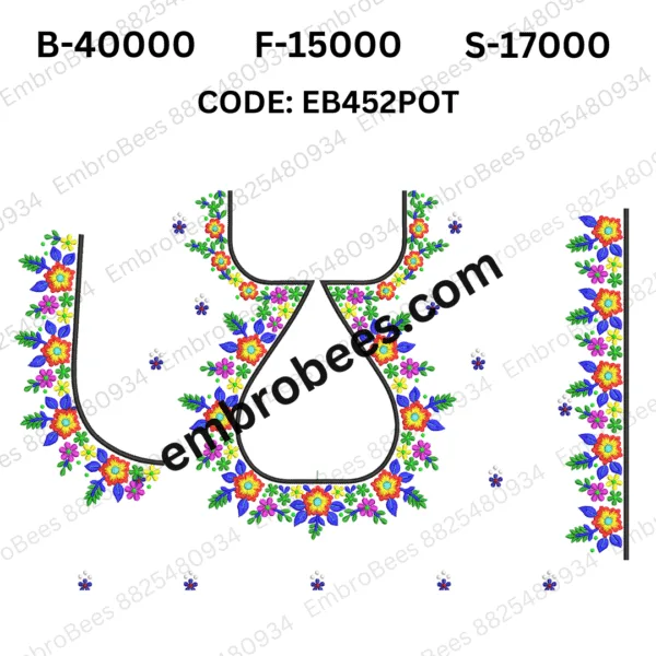 Pot Blouse Embroidery Design DST File - EB452POT