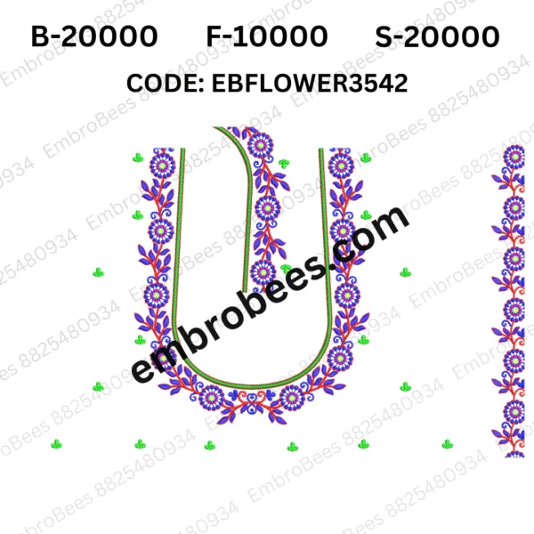 Floral Blouse Embroidery Design DST File - EBFLOWER3542