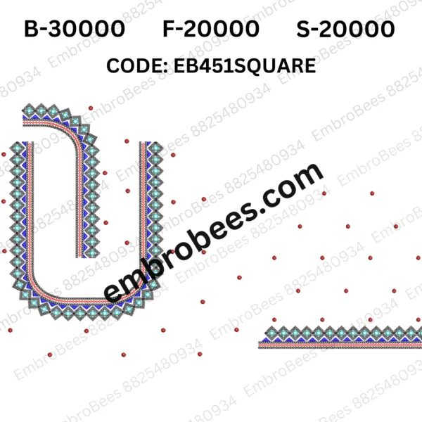 Square Blouse Embroidery Design DST File - EB451SQUARE