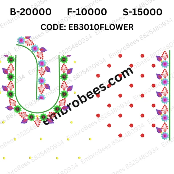 Floral Blouse Embroidery Design DST File - EB3010FLOWER