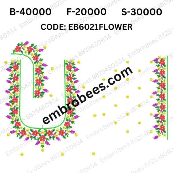 Lush Floral Blouse Embroidery Pattern - EB6021FLOWER